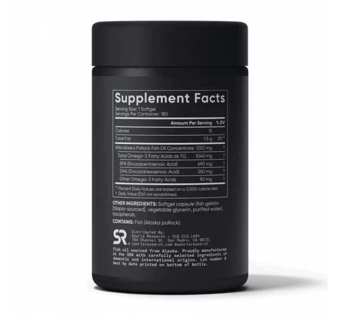Omega-3 Fish Oil Alaska 1250mg - 180 softgels
