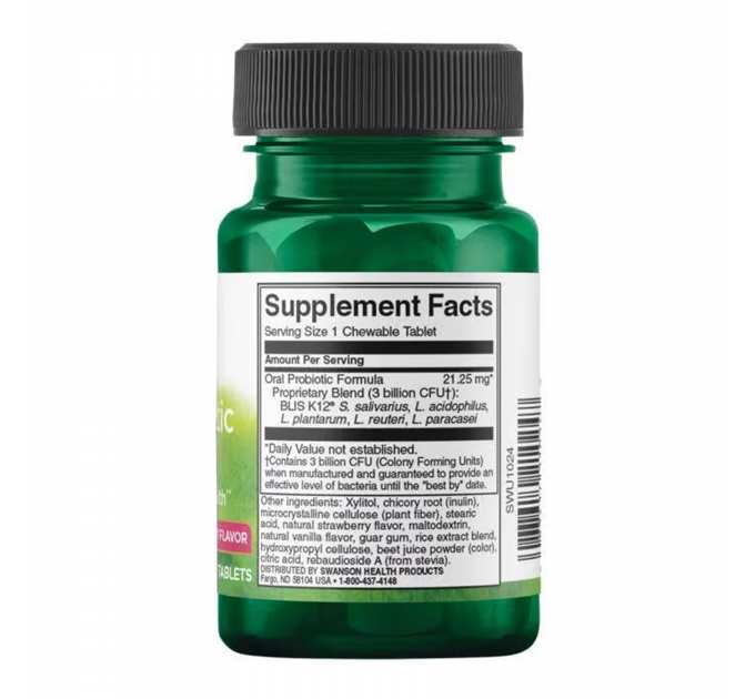 Oral Probiotic Formula 3 billion Cfu - 30 tabs Natural Strawberry