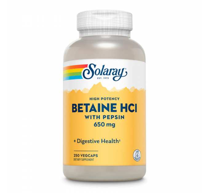 High Potency Betaine HCl with Pepsin 650mg - 250 veg caps