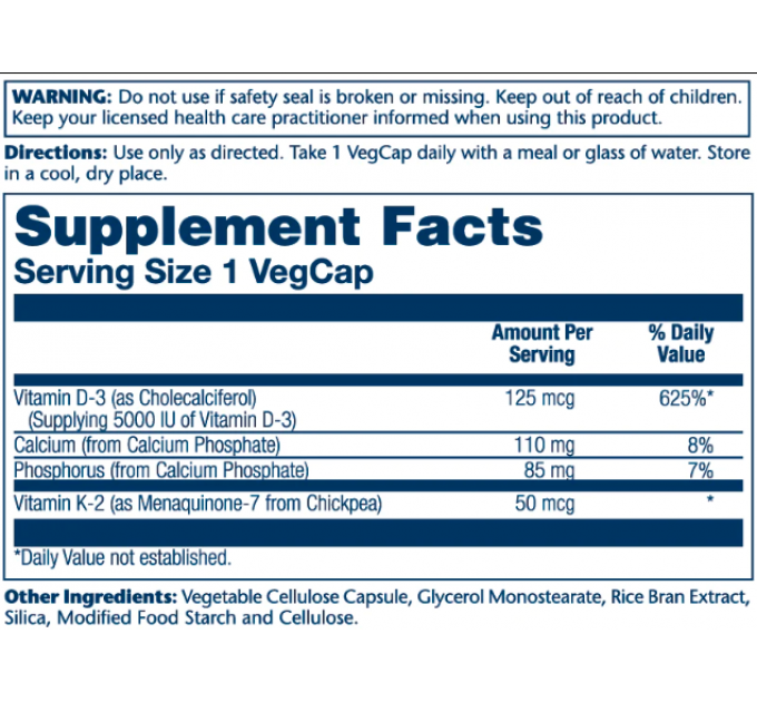 Vitamin D-3 & K-2 - 120 vcaps