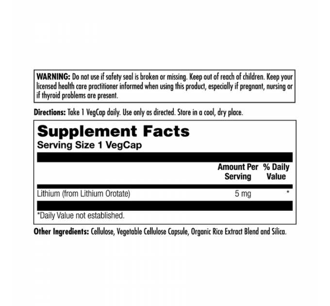 Lithium Orotate 5mg - 60 vcaps