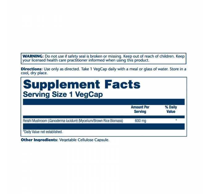 Reishi Mushroom 600mg - 100ct