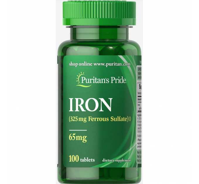 Iron Ferrous Sulfate 65 mg - 100 Tablets
