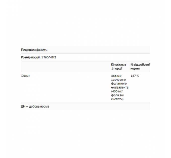 Folic Acid 400mcg - 250 tab