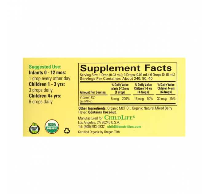 Organic Vitamin K2 Liquid - 7.5ml Natural Berry