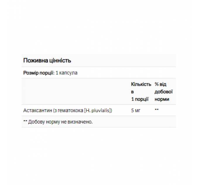 Natural Astaxanthin 5mg - 60 softgels