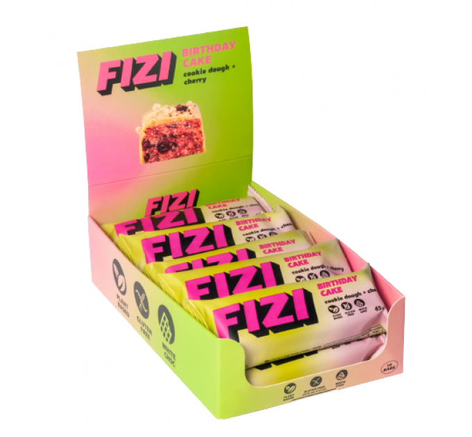 FIZI Protein Bar Box - 10x45g Cookie Dough + Chery