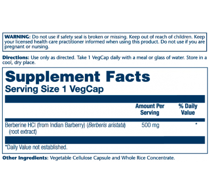 Berberine from Indian Barberry 500mg - 60 vcaps