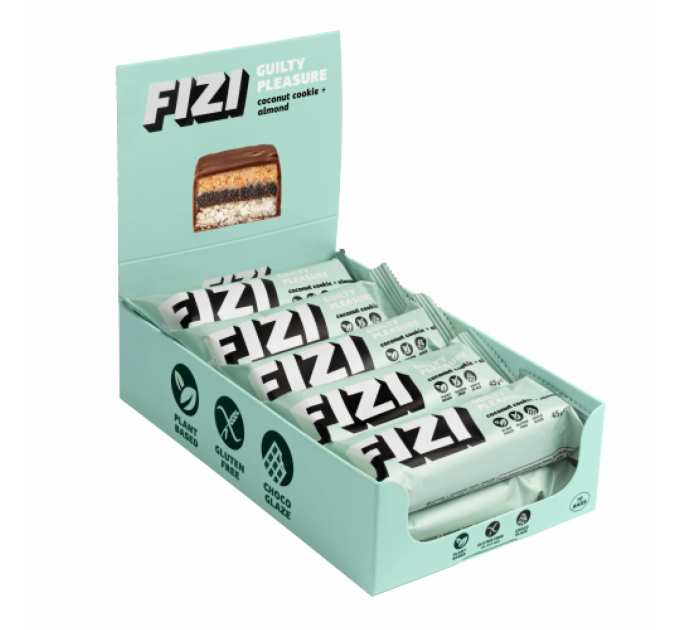 FIZI Chocolate Bar - 10х45g Coconut Cookie-Almond