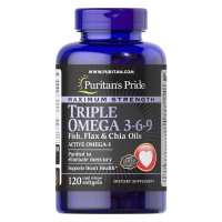 Maximum Strenght Triple Omega 3-6-9 Fish Flax and chia Oils - 120soft