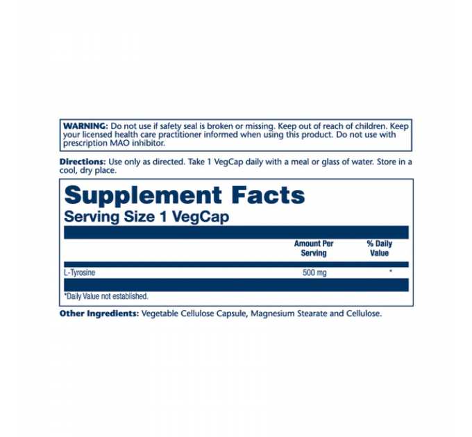 L-Tyrosine 500mg - 50 vcaps