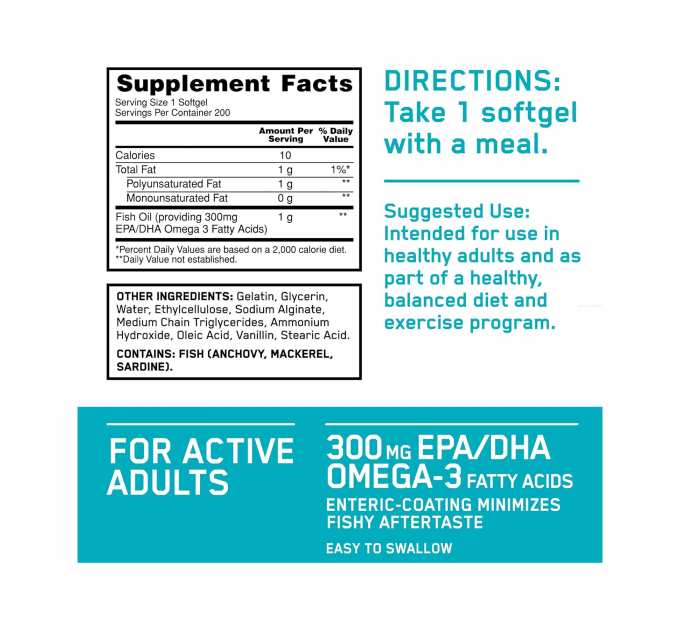 Enteric Coated Fish Oil - 100 softgels