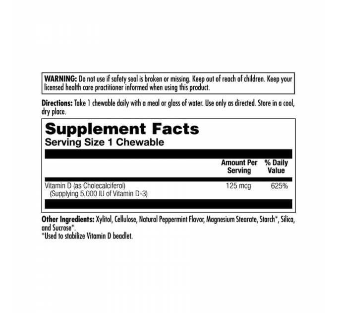 D-3 5000 IU 125mcg - 60 chewables