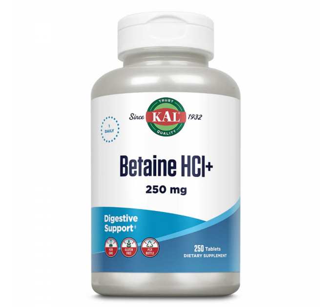 Betaine HCl Plus 250mg - 250 tabs