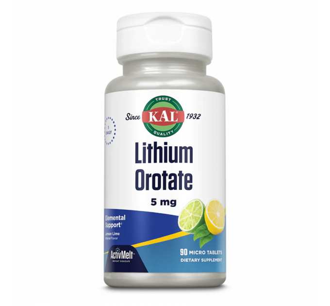 Lithium Orotate 5mg - 90 tabs Lemon Lime