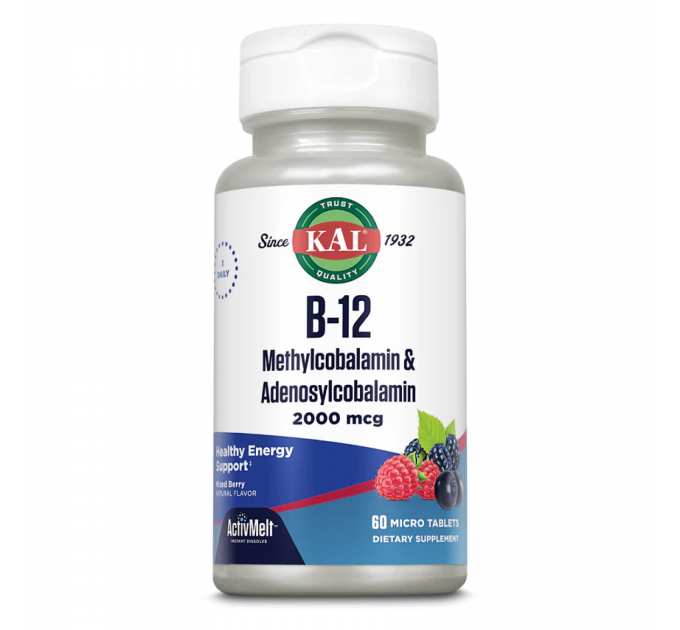 B-12 Methylcobalamin and Adenosylcobalamin 2000mcg - 60 tabs