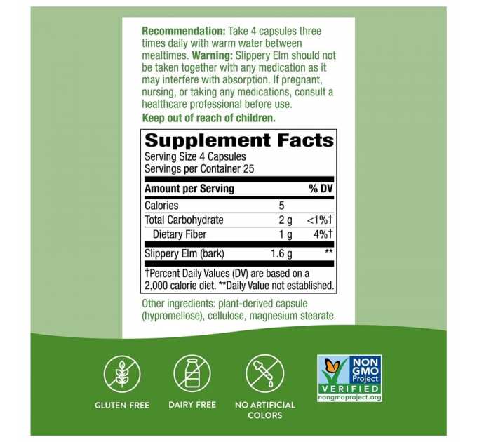 Slippery Elm Bark - 100 vcaps