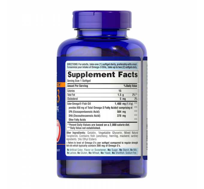 Triple Strength Omega-3 Fish Oil 1400 mg (950 mg Active Omega-3) - 120 softgels