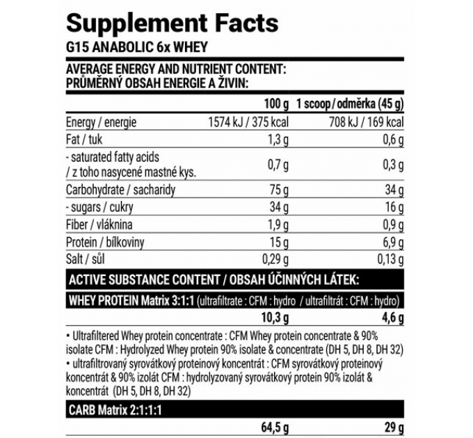 G15 Anabolic Gainer - 3000g Choco-Coconut
