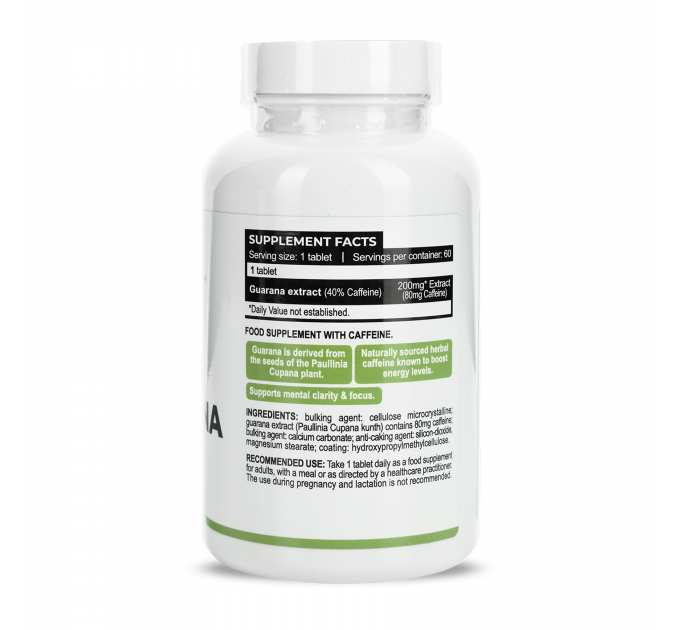 Guarana Extract 200mg with Caffeine 80mg - 60 tabs (До 08.25)