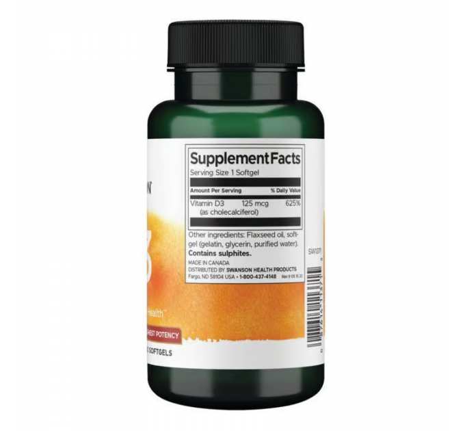 Vitamin D3 Highest Potency 5,000 IU (125 mcg) - 250 sgels
