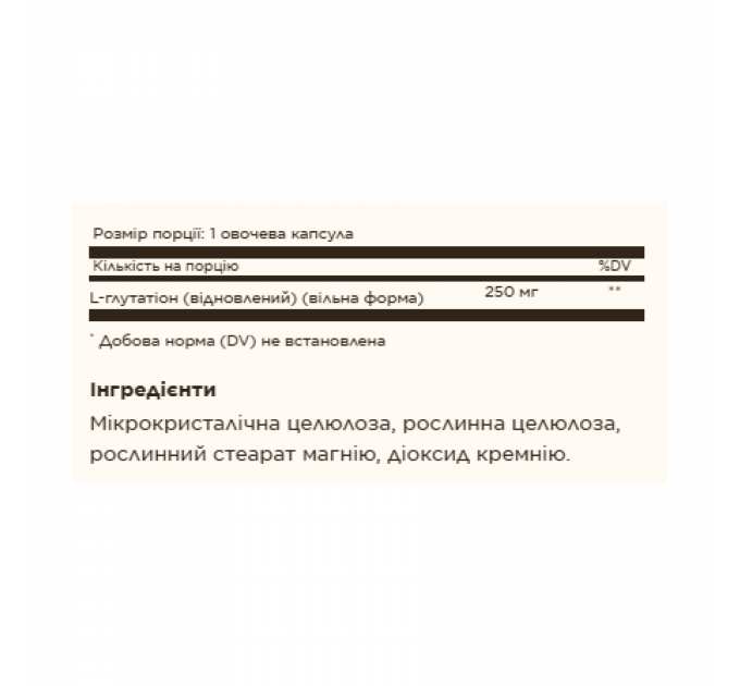 Reduced L-Glutathione 250mg - 30 vcaps
