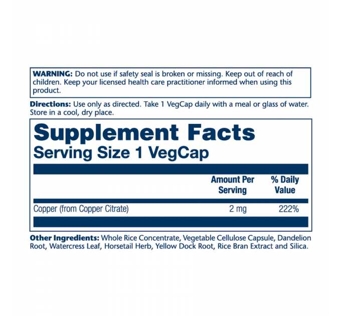 Copper Citrate 2mg - 60 vcaps