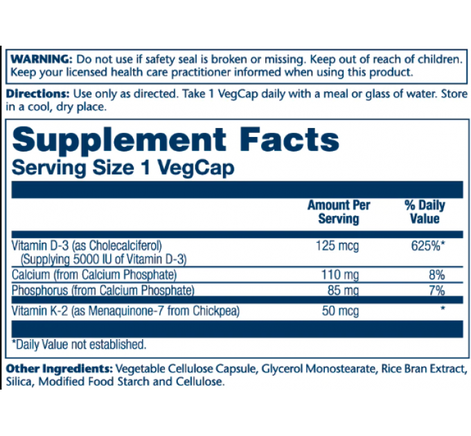 Vitamin D-3 & K-2 - 60 vcaps