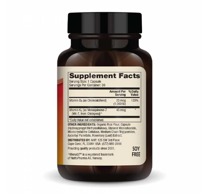 Vitamins D3 & K2 Low Dose - 30 caps