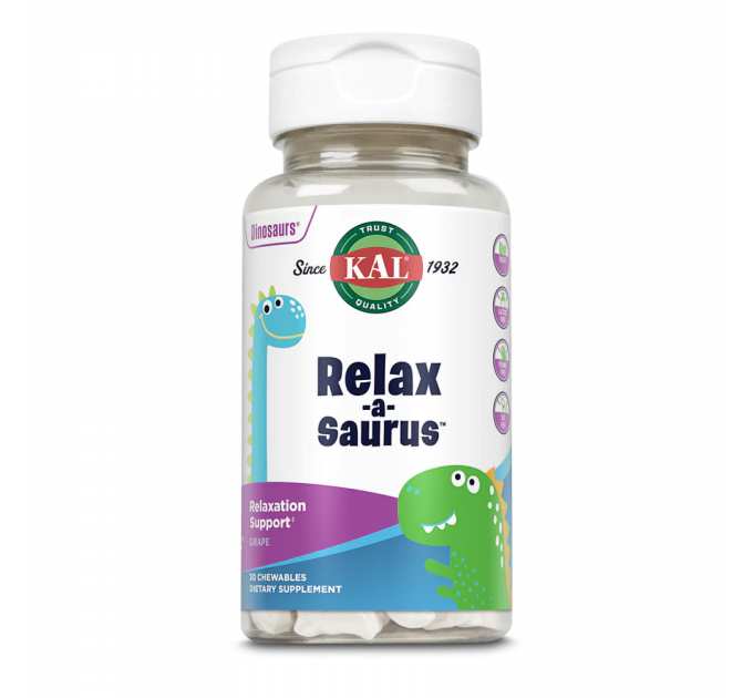 Relax-a-Saurus - 30 chewable Grape (Пошкоджена етикетка)