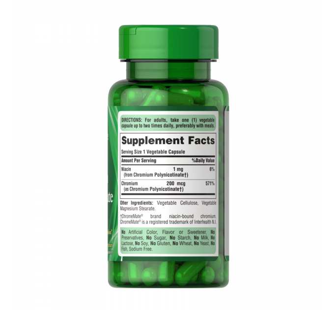 Chromium Polynicotinate 200 mcg Yeast Free - 100 veg caps