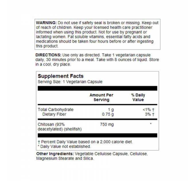 Chitosan 750mg - 120 vcaps
