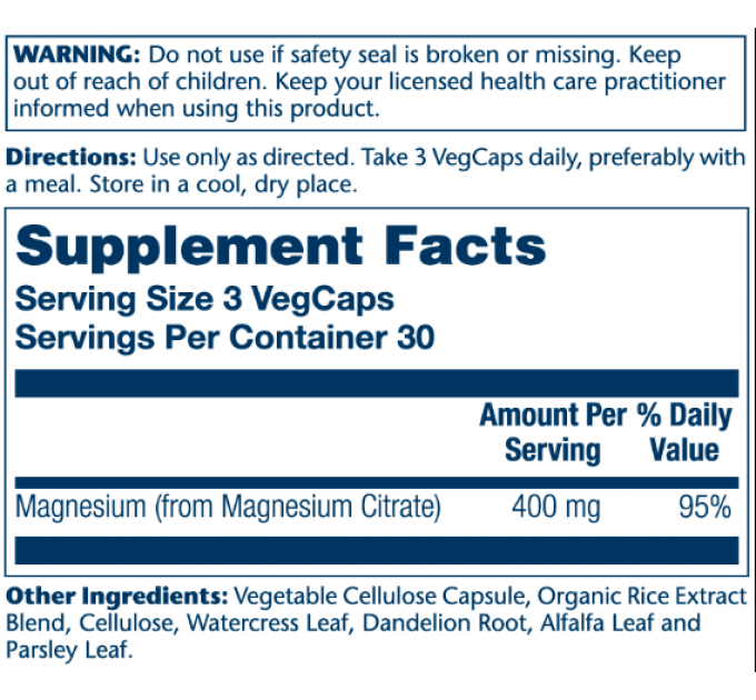 Magnesium Citrate 400mg - 90 vcaps