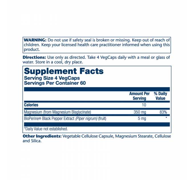 Magnesium Glycinate 350mg - 120 vcaps