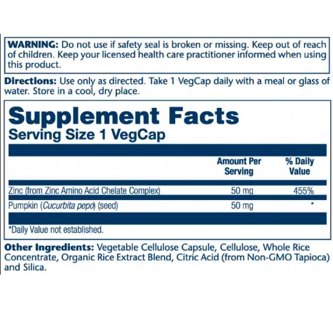 Zinc 50mg - 100 vcaps