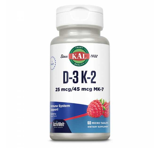 D3 & K2 25mcg - 60 tabs Raspberry