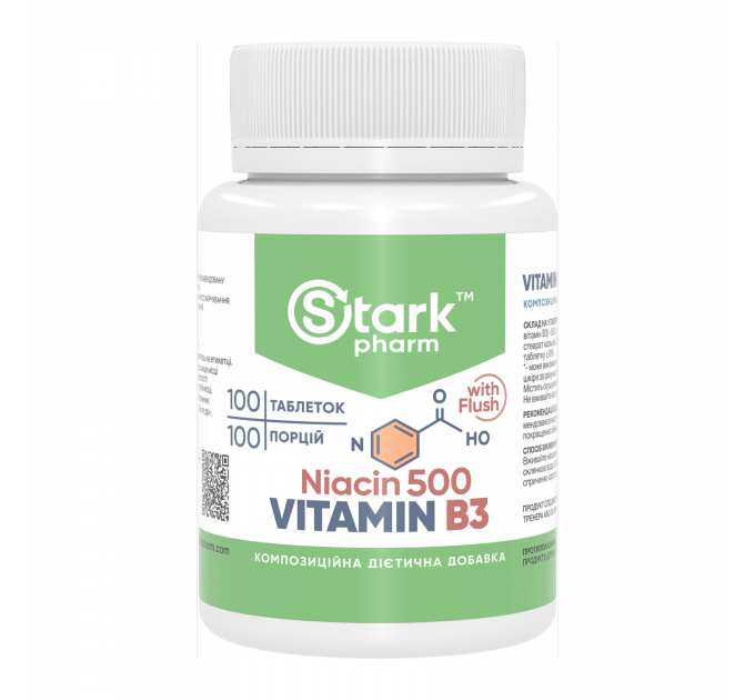 Stark Niacin Vitamin B3 with Flush 500mg - 100 tabs