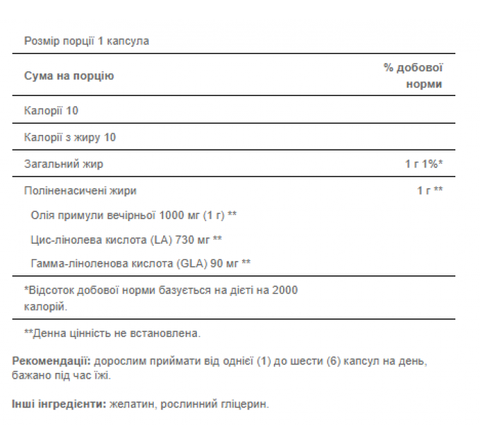 Evening Primrose Oil 1000 mg with GLA - 120 Softgels