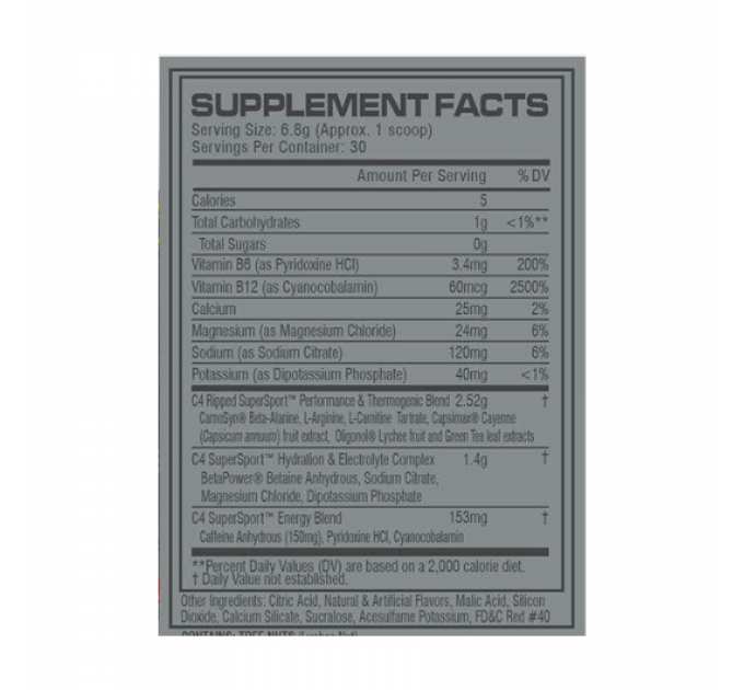 C4 Pre Workout Super Sport - 204g Arctic Snow Cone