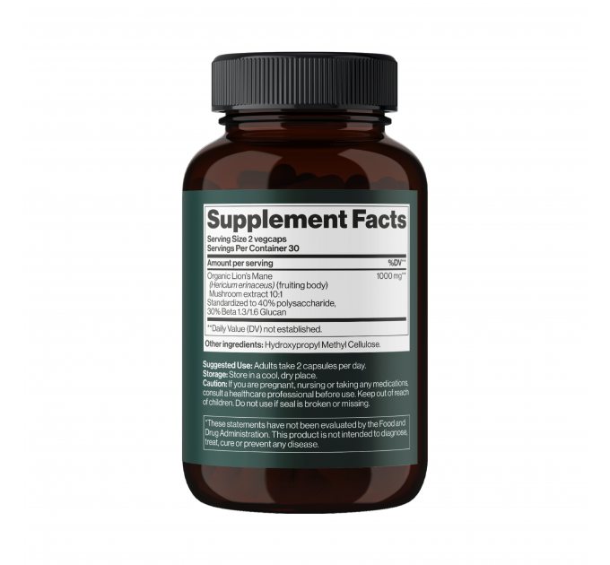 Lion's Mane Mushroom 1000 mg - 60 vegcaps