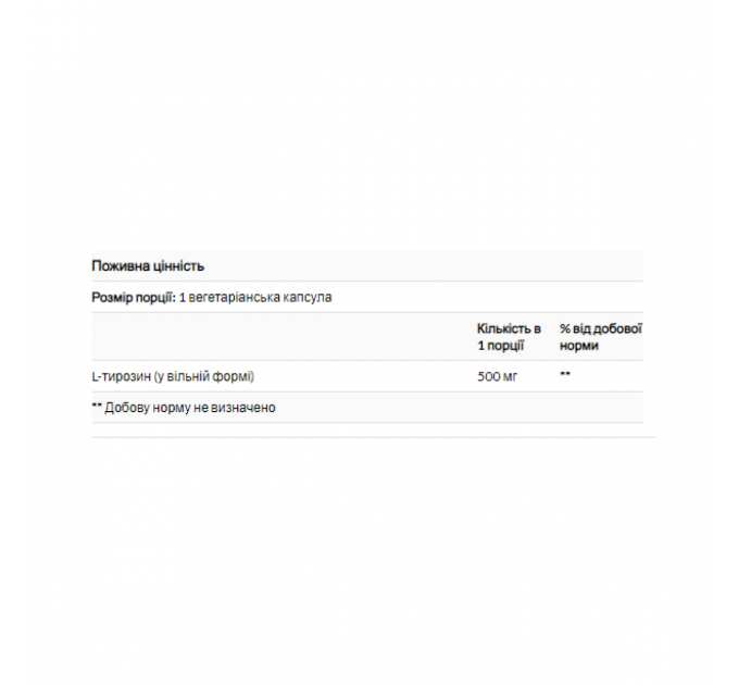L-Tyrosine 500mg - 100 vcaps