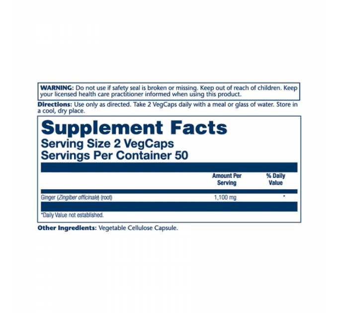 Ginger Root 1100mg (2 serv. of 550mg) - 100 vcaps