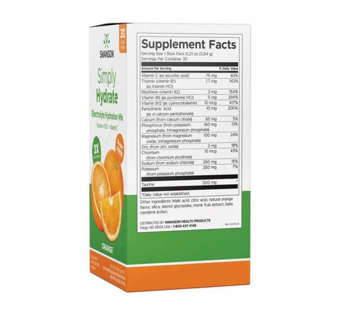 Simply Hydrate Electrolyte Hydration Mix - 30 packs Orange