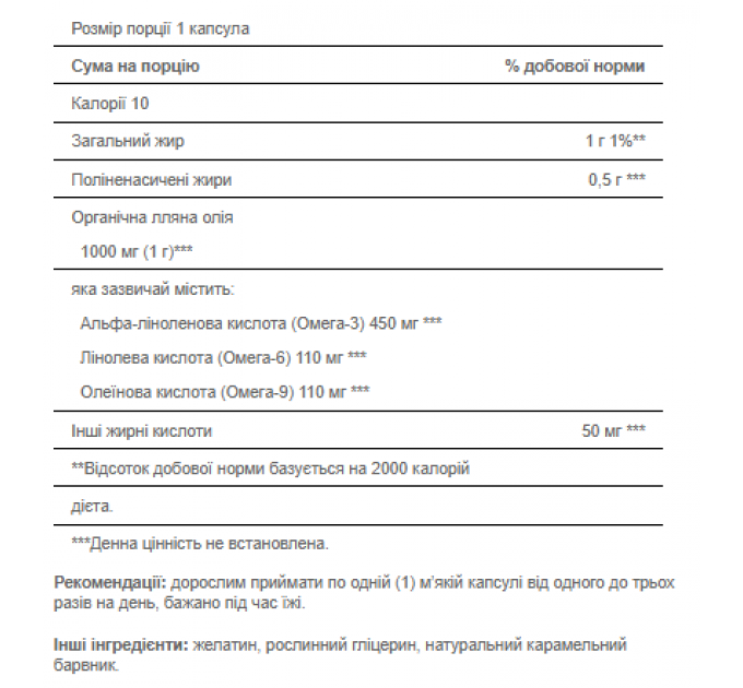 Flax Oil 1000mg Omega - 3.6 & 9 High Lignan - 120sgels