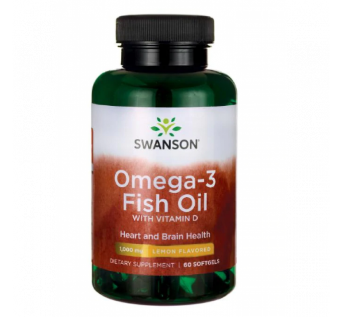 Omega-3 Fish Oil whith vitamin D - Lemone Flavored 1000mg - 60 sgels