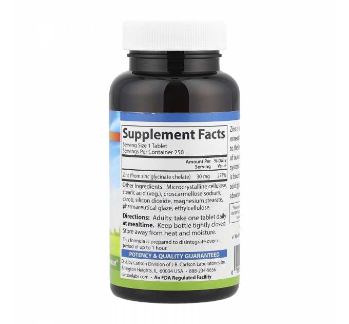 Chelated Zinc - 250 tabs