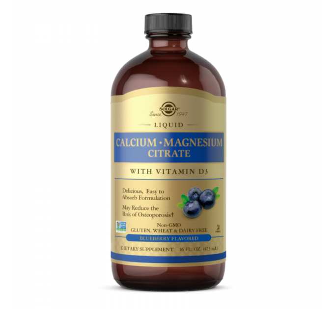 Liquid Calcium Magnesium Citrate with Vitamin D3 - 16 oz Natural Blueberry