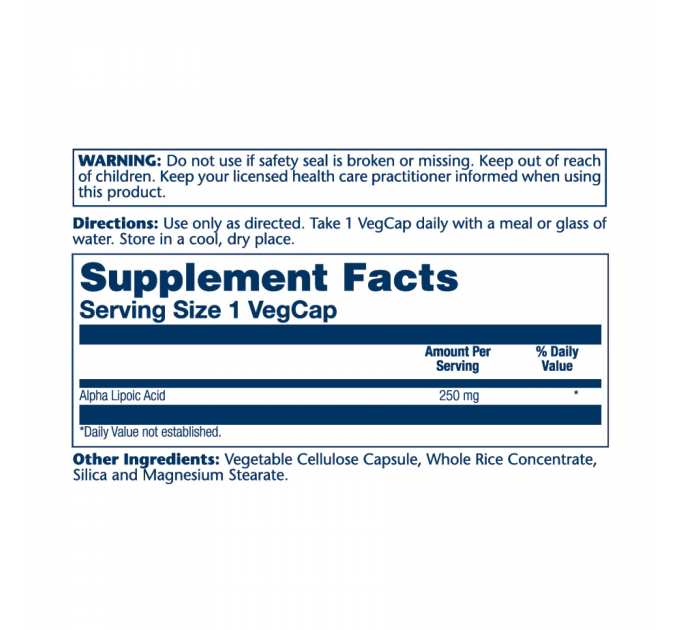 Alpha Lipoic Acid 250mg - 60 vcaps