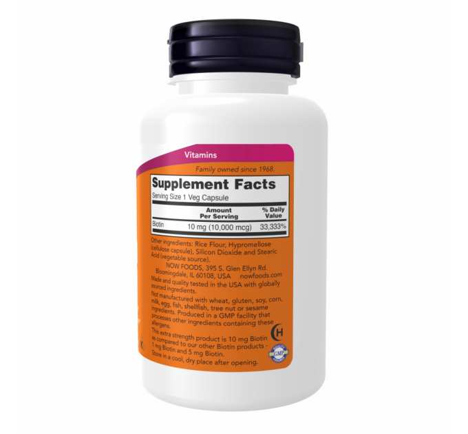 BIOTIN 10mg (10,000mcg) - 120 vcaps