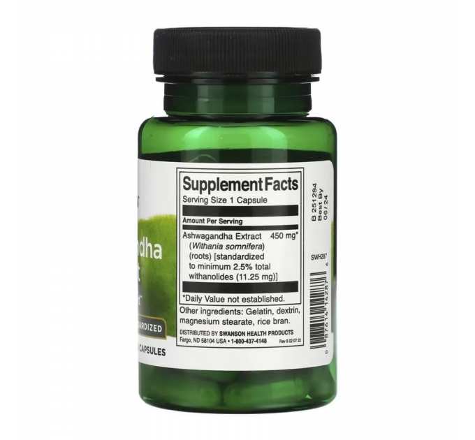 Ashwagandha Extract Standardized 450mg - 60 caps